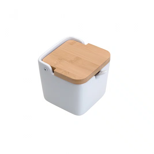 Saleiro de Mesa de Ceramica com Tampa de Bambum - Lyor