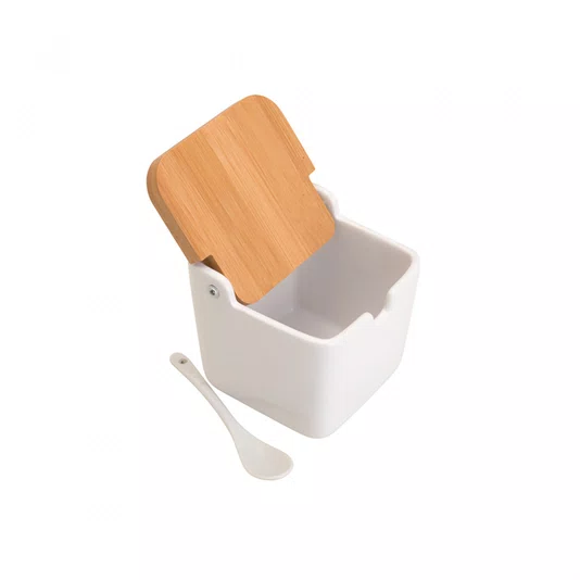 Saleiro de Mesa de Ceramica com Tampa de Bambum - Lyor