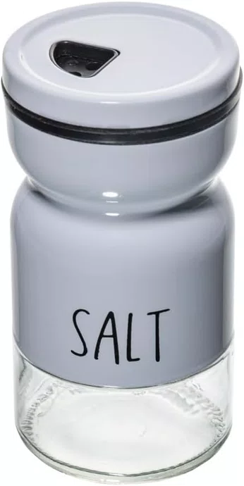 Saleiro de Vidro com Tampa de Metal Branco 120ml - Lyor