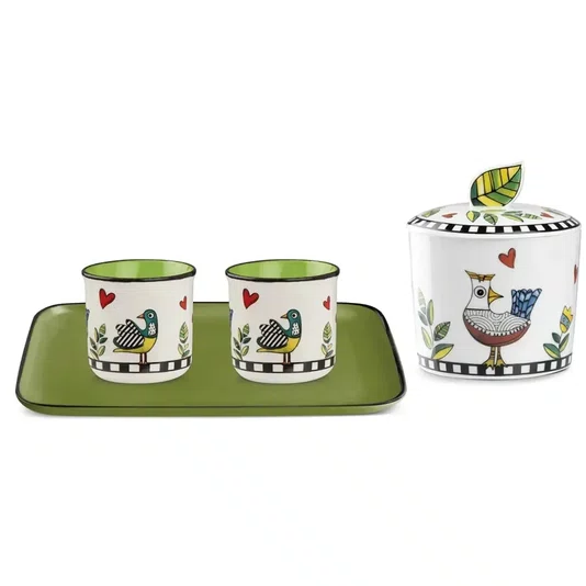 Set 2 Copos Espresso Nbc 90 Ml Verde Cocorico - Egan Italy