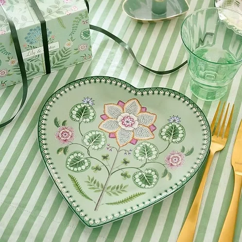 Set 2 Pratos Coração Lily & Lotus Verde - Pip Studio