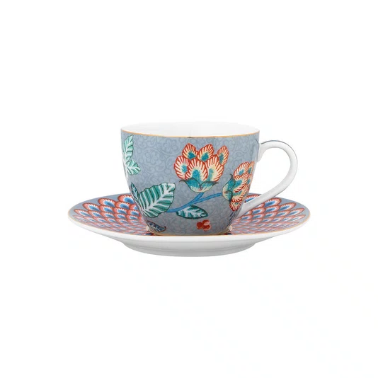 Set/2 Xícara de Cafezinho Azul - Flower Festival - Pip Studio