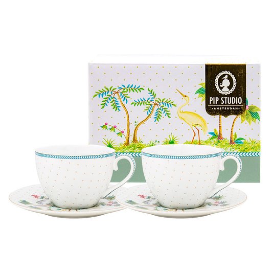 Set/2 Xícara de Chá Dots Branco - Jolie