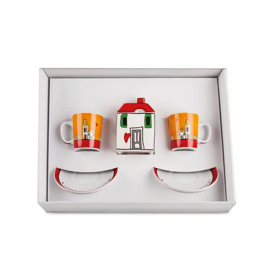 Set 2 Xícaras Espresso com Pires e Açucareiro - Egan Italy