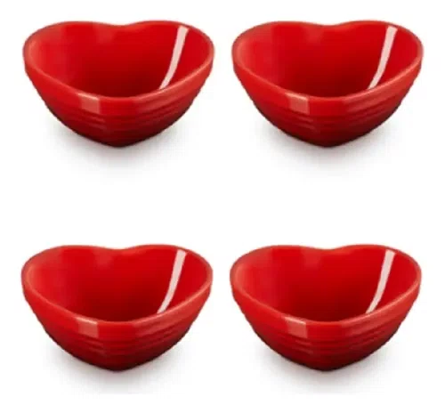 Set 4 Mini Bowls Coração Vermelho Cerise - Le Creuset