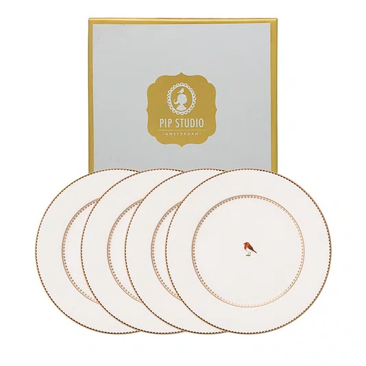 Set/4 Prato de Pão Branco - Love Birds Branco - Pip Studio