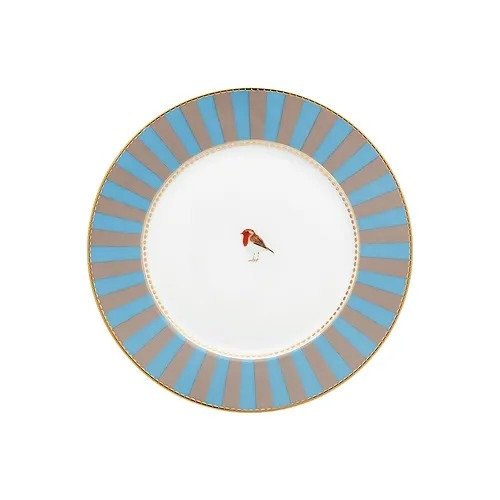 Set/4 Prato de Sobremesa Azul/Cáqui 21cm - Love Birds - Pip Studio