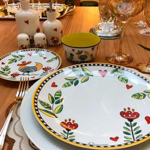 Prato Raso de Jantar 27cm Cocorico Amarelo - Egan