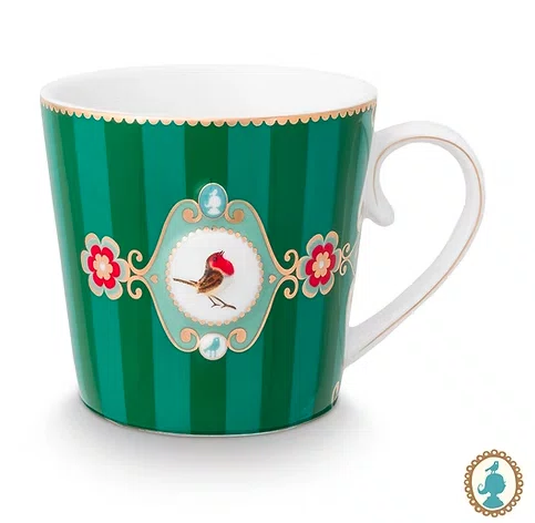 Set Caneca Chá 3 Peças Medallion Stripes Verde Esmeralda - Pip Studio
