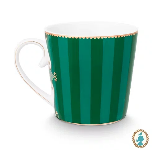 Set Caneca Chá 3 Peças Medallion Stripes Verde Esmeralda - Pip Studio