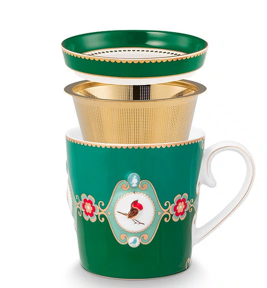 Set Caneca Chá 3 Peças Medallion Verde Esmeralda - Pip Studio