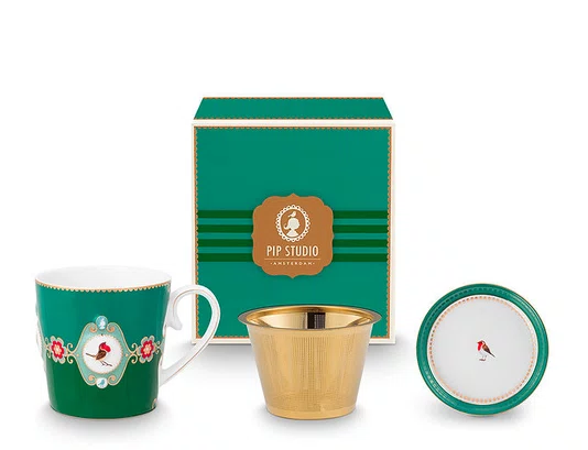 Set Caneca Chá 3 Peças Medallion Verde Esmeralda - Pip Studio