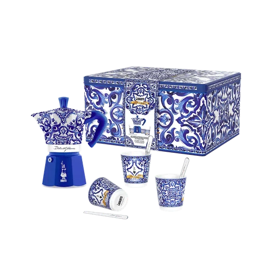 Kit Cafeteira Italiana Moka 3 Xíc Dolce & Gabbana Blu - Bialetti