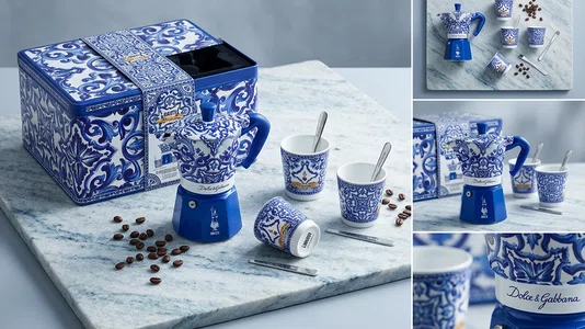 Kit Cafeteira Italiana Moka 3 Xíc Dolce & Gabbana Blu - Bialetti