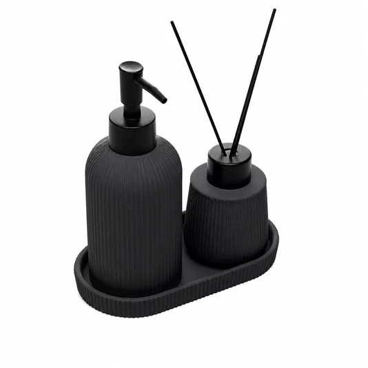 Set para Banheiros Soft Touch Sketch Cinza Ceramica