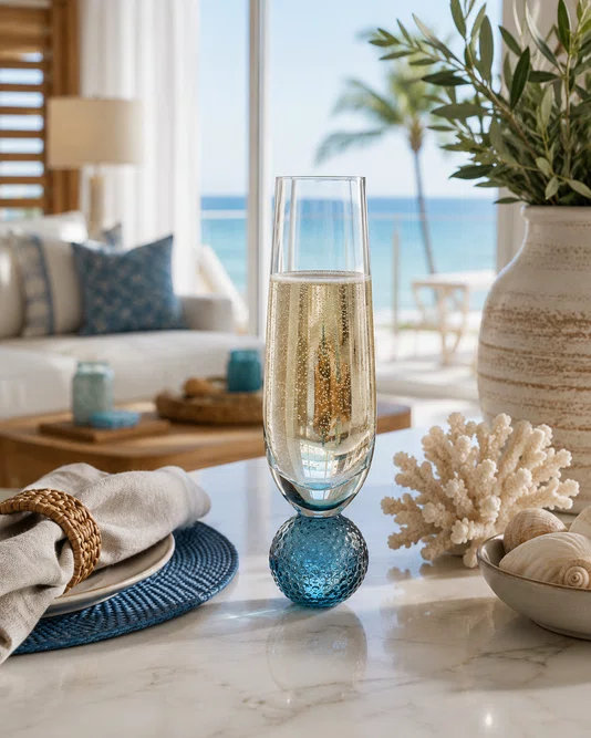 Taca Champagne Vidro Orbe Marinha