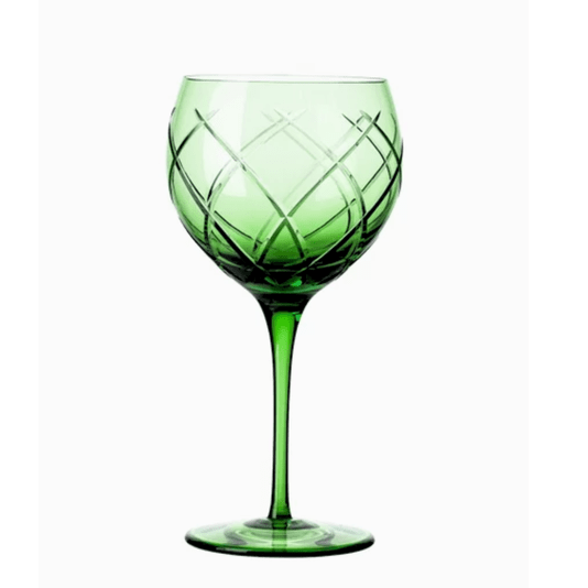 Taça de Gin Cristal Lapidado Verde 6 Peças