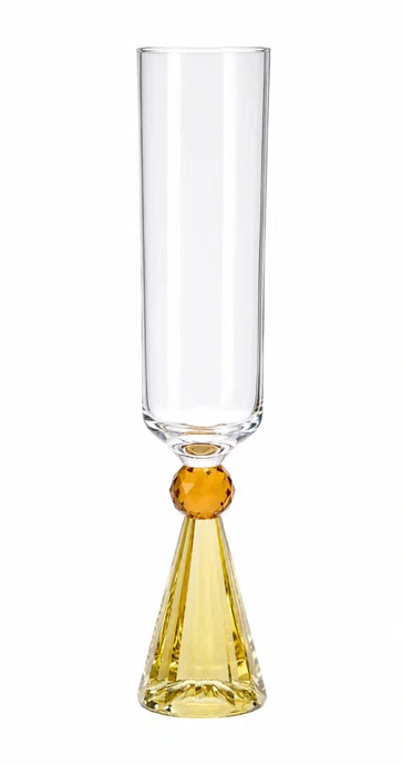 Taca Diamond Champanhe Cristal Amar e Ambar 06 Pecas