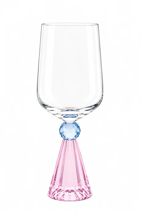 Taca Diamond para Vinho Cristal Azul e Rosas 06 Pecas