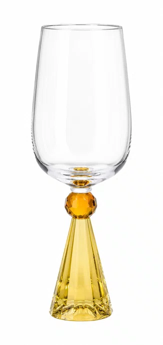 Taca Diamond Vinho Cristal Amerelo e Ambar 06 Peças
