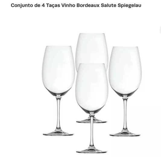 Tacas Salute Cristal Vinho Bordeaux 4 Pecas