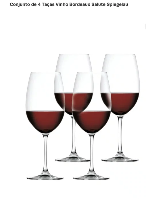 Tacas Salute Cristal Vinho Bordeaux 4 Pecas