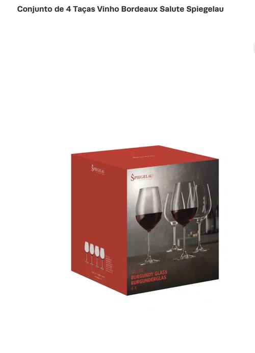 Tacas Salute Cristal Vinho Bordeaux 4 Pecas