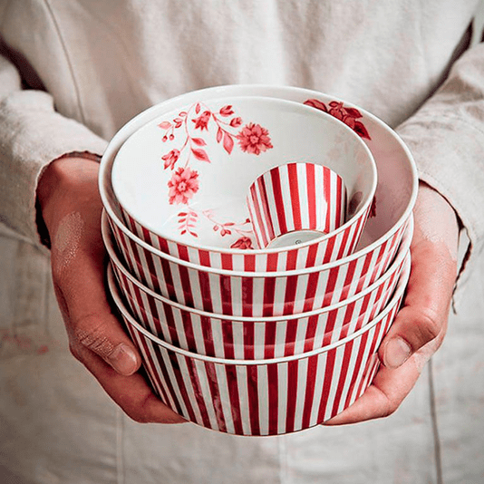Tigela 15 Cm Stripes Rosa Pip Studio