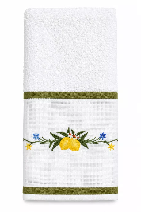 Toalha de Lavabo com a Aplicaçao Limão Siciliano Bordado Positano.