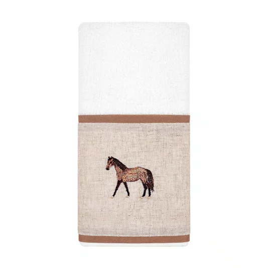 Toalha de Lavabo em Algodão com Bordado Localizado de Cavalo - Mameg