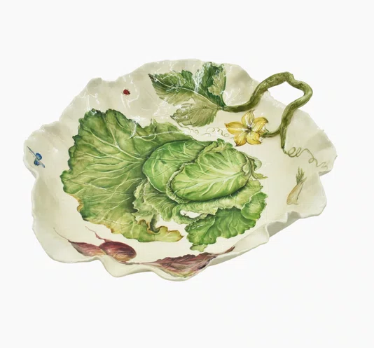 Travessa Folha Mara M com Desenho - Zanatta Casa Produtos de Ceramica Eireli