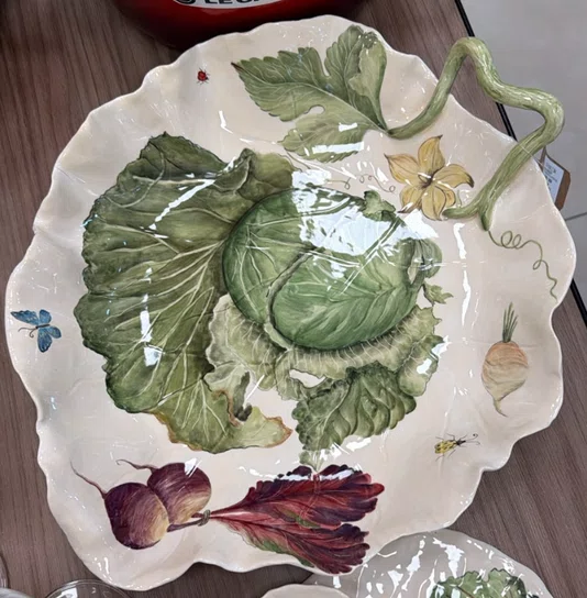 Travessa Folha Mara M com Desenho - Zanatta Casa Produtos de Ceramica Eireli