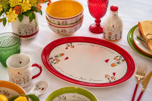 Travessa Oval 36 X 27 com Vermelho Le Casette - Egan
