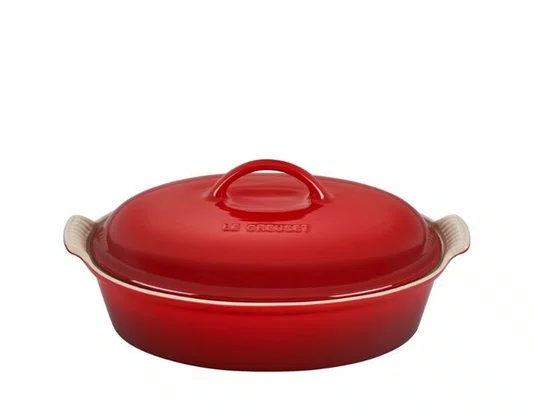 Travessa Oval com Tampa Heritage 36cm Vermelho Cerise - Le Creuset