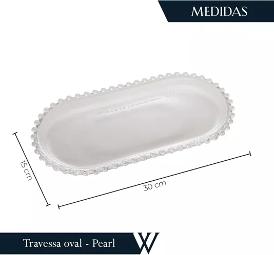 Travessa Oval de Cristal 30cm X 15cm X 2cm - Lyor