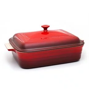 Travessa Retangular 32cm com Tampa Vermelho Cerise - Le Creuset