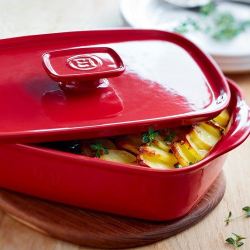 Travessa Retangular com Tampa Vermelho 29x19cm - Emile Henry