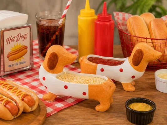 Petisqueira Ceramica Dog Salsicha 20,5 X 6,5 X 12,6 Cm - Tuut