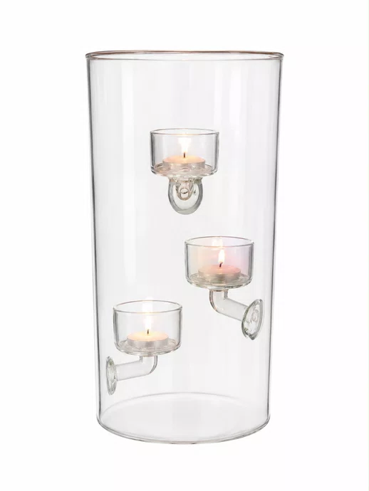 Vaso de Cerâmica (castiçal) Transparente 25x13x13cm - Grillo