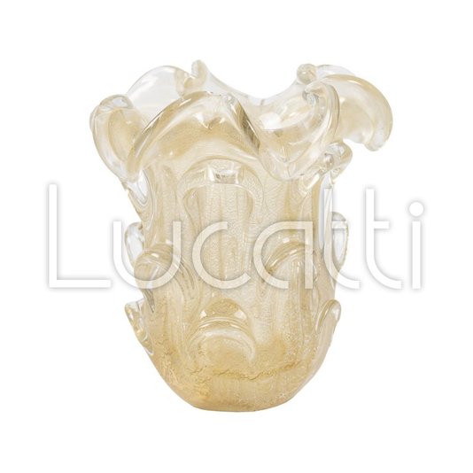 Vaso em Vidro Incolor com Detalhe Dourado - Lucatti