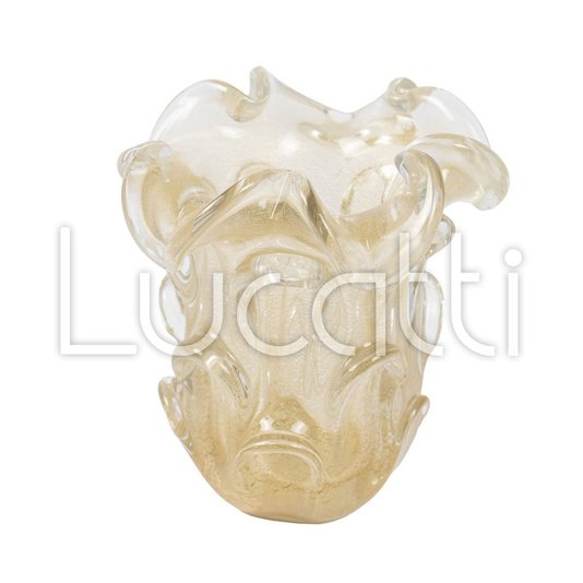Vaso em Vidro Incolor com Detalhe Dourado - Lucatti
