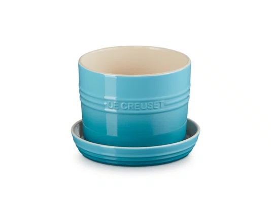 Vaso para Ervas com Bandeja 14cm Azul Caribe - Le Creuset