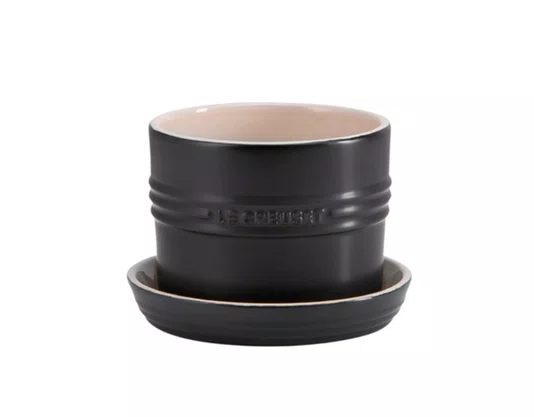 Vaso para Ervas com Bandeja 14cm Matte Black - Le Creuset