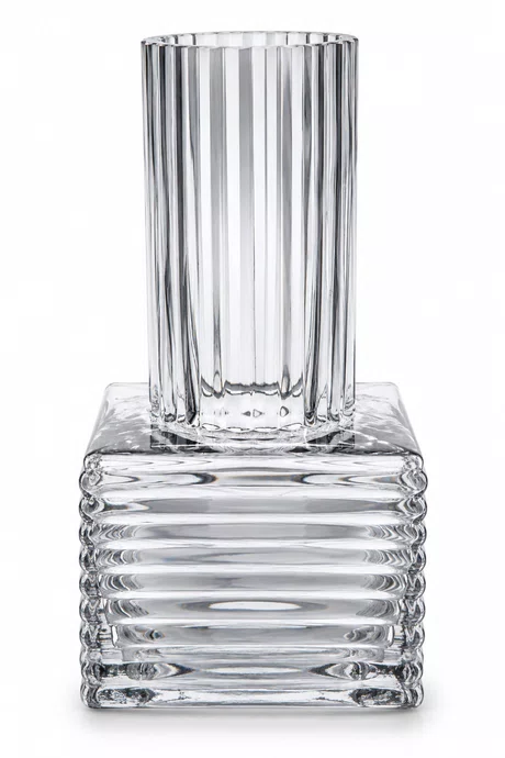 Vaso Vidro Base Quadrada Listras Medio - Entrecasa