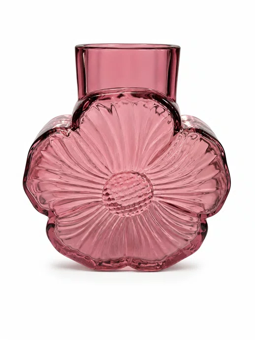 Vaso Vidro Flor Rosa 14,5 X 7 X 15cm - Tuut