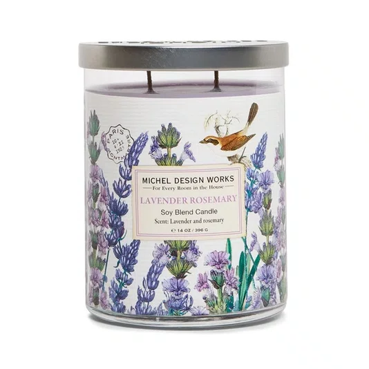 Vela Copo Medio 2 Pavios Lavender Rosemary - Michel Design