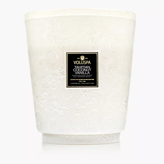 Vela Pote de Vidro 5 Pavios Tahitian Coconut Vanilla 250 Horas - Voluspa