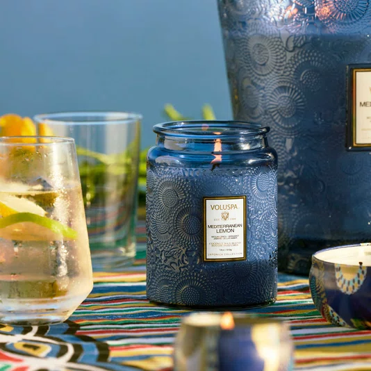 Vela Pote de Vidro G Relevo Mediterranean Lemon - Voluspa