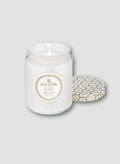 Vela Pote Vidro G 100h Maison Suede Blanc - Voluspa