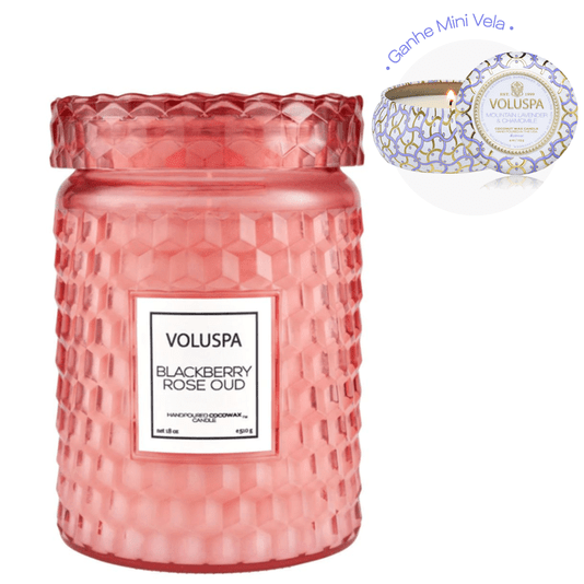 Vela Pote Vidro G 100h Tampa Vidro Blackcerry Rose Oud